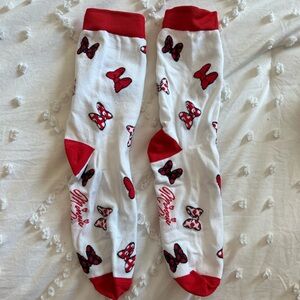 Disney Minnie Mouse Red and White Bow Patterned Socks
